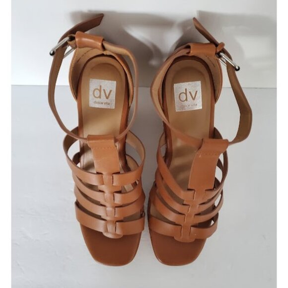 Dolce Vita DV EUC Tan & Beige Platform Wedge Sandals w/ Rubber Sole - Size 10 - Picture 8 of 14